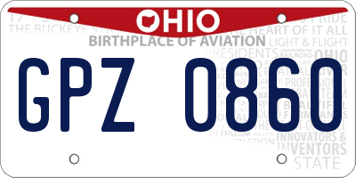 OH license plate GPZ0860