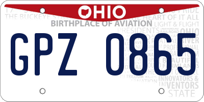 OH license plate GPZ0865