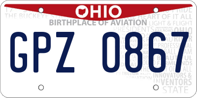OH license plate GPZ0867