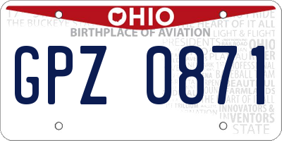 OH license plate GPZ0871