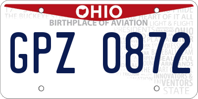 OH license plate GPZ0872