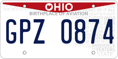 OH license plate GPZ0874