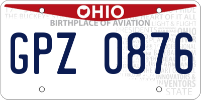 OH license plate GPZ0876