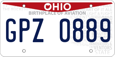 OH license plate GPZ0889