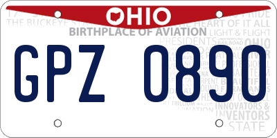 OH license plate GPZ0890
