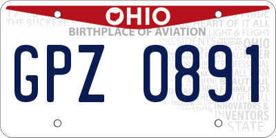 OH license plate GPZ0891