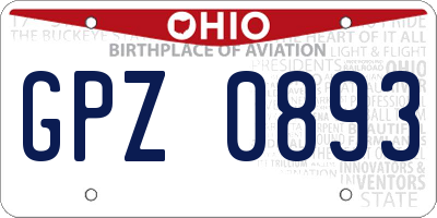 OH license plate GPZ0893