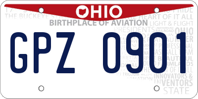 OH license plate GPZ0901