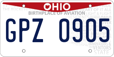 OH license plate GPZ0905