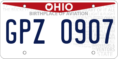 OH license plate GPZ0907