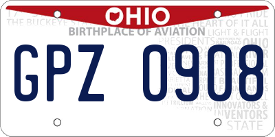 OH license plate GPZ0908