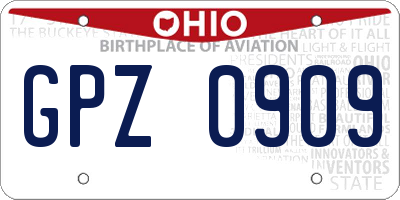 OH license plate GPZ0909