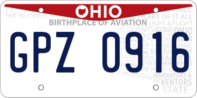 OH license plate GPZ0916