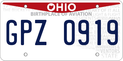 OH license plate GPZ0919