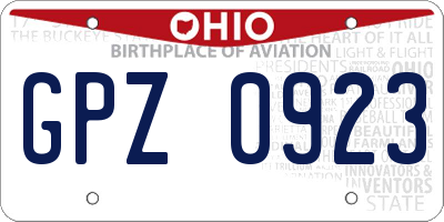 OH license plate GPZ0923