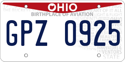 OH license plate GPZ0925