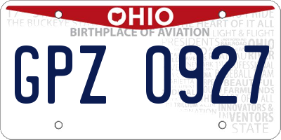 OH license plate GPZ0927