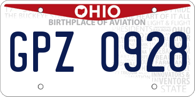 OH license plate GPZ0928
