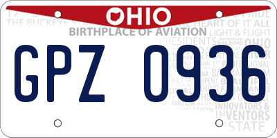 OH license plate GPZ0936