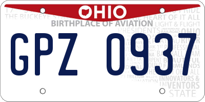 OH license plate GPZ0937
