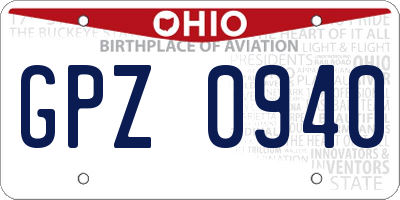 OH license plate GPZ0940