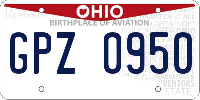 OH license plate GPZ0950
