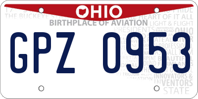 OH license plate GPZ0953
