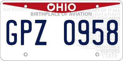 OH license plate GPZ0958