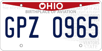 OH license plate GPZ0965