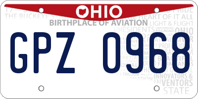 OH license plate GPZ0968