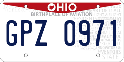 OH license plate GPZ0971