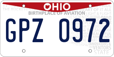 OH license plate GPZ0972