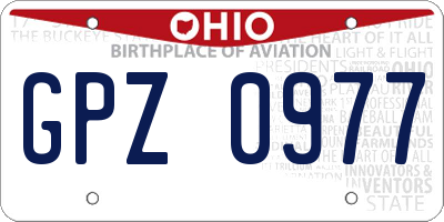OH license plate GPZ0977