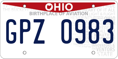 OH license plate GPZ0983