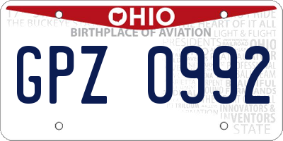 OH license plate GPZ0992