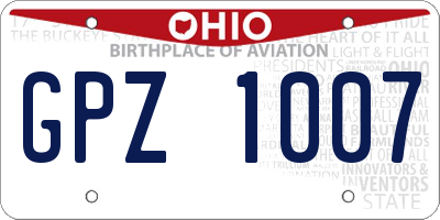 OH license plate GPZ1007