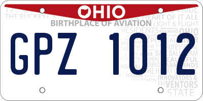 OH license plate GPZ1012