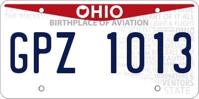OH license plate GPZ1013