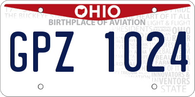 OH license plate GPZ1024
