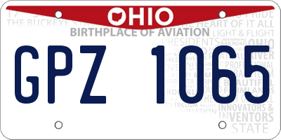 OH license plate GPZ1065