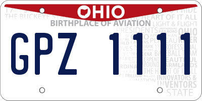 OH license plate GPZ1111