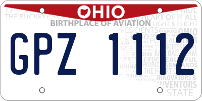 OH license plate GPZ1112