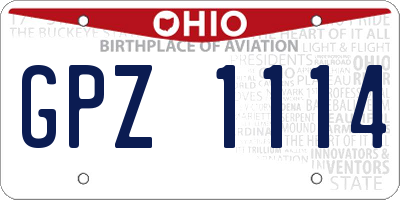 OH license plate GPZ1114