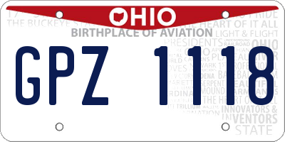 OH license plate GPZ1118