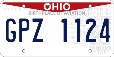 OH license plate GPZ1124