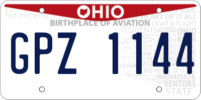 OH license plate GPZ1144