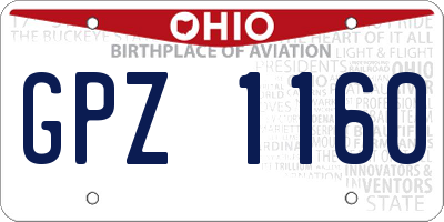 OH license plate GPZ1160