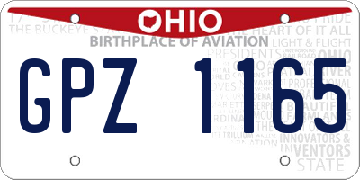 OH license plate GPZ1165