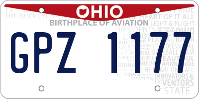 OH license plate GPZ1177