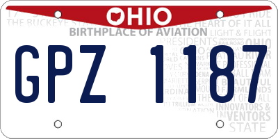 OH license plate GPZ1187